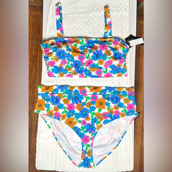 California Waves 2 Piece Padded Tankini Swimsuit Multi-way Straps High Rise NWT - Picture 15 of 15